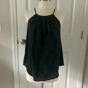 Joie silk tank black lace print size small